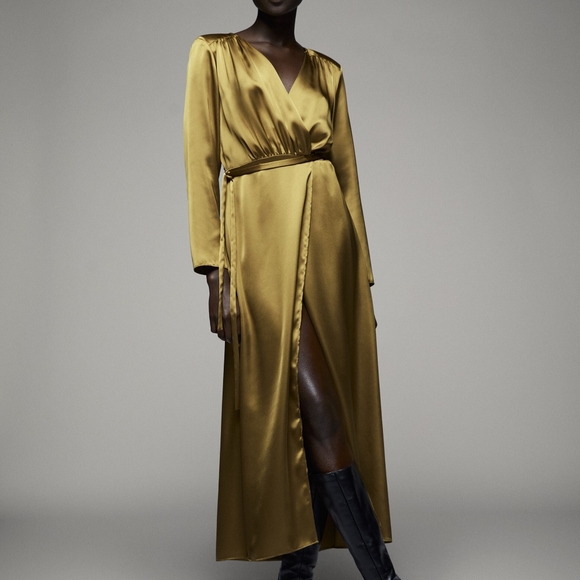 Zara Satin Effect Shoulder Pad Dress - Picture 2 of 4